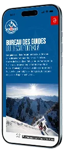 un telephone affiche la page d'accueil du bureau des guides du Beaufortain